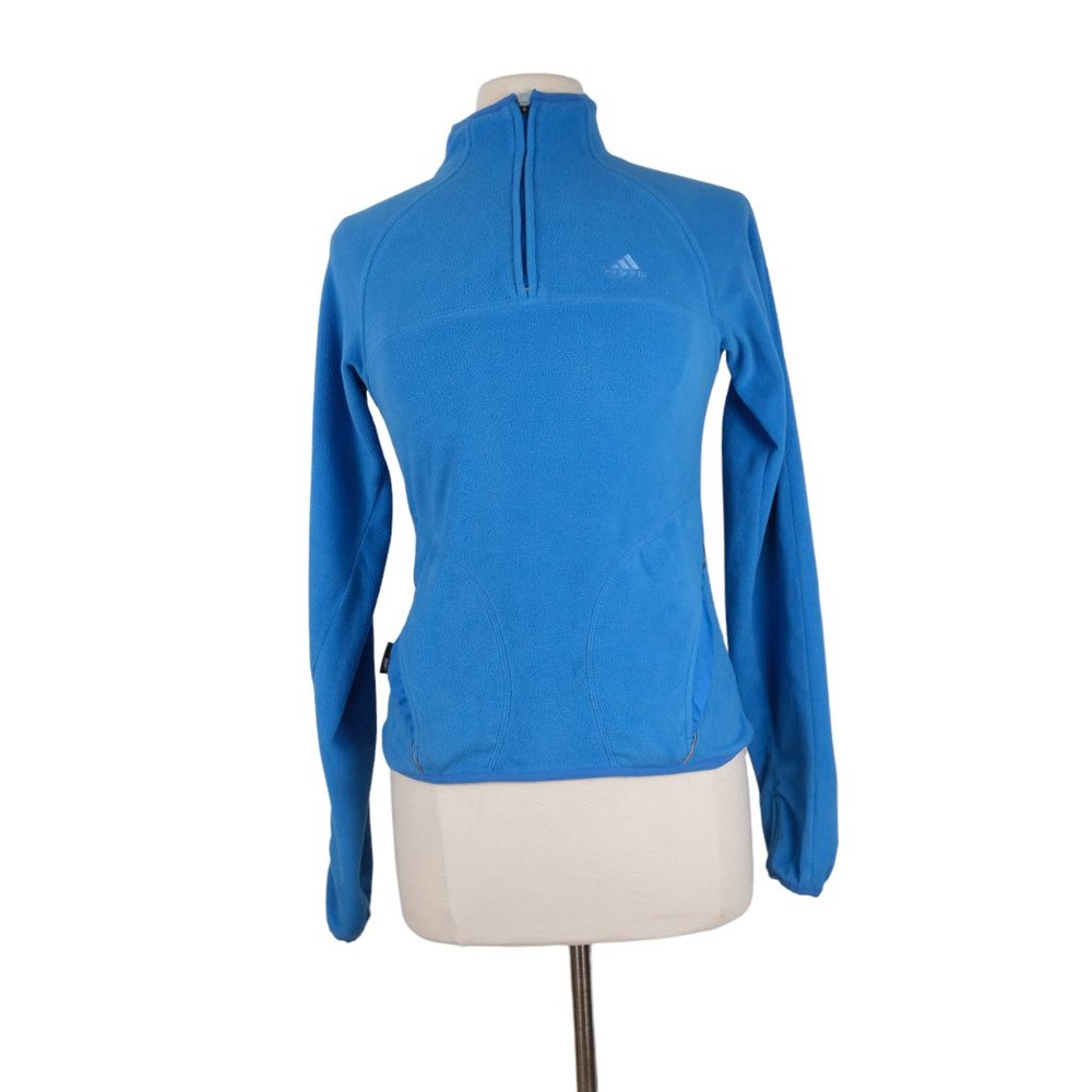 Adidas Jacket Pullover Women’s Size Small Fleece Quarter Zip Blue - Picture 1 of 11
